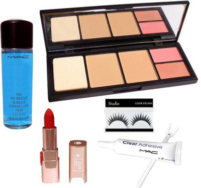 

Studio Of Eyelashes, Viva Glam Compact+blusher Palette With Mac Clear Adhesive Lashfix Glue & Lakme 9 to 5 Long Lasting Matte Finish Lipstick & Mac Pro Eye makeup Remover(Set of 5)