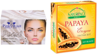 

Pink Root PEARL BLEACH 250G WITH NATURENCE PAPAYA KIT 15G(Set of 2)