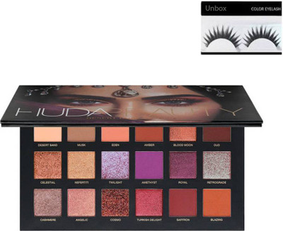 

unbox Huda Beauty eye_shadow 36 g (MULTICOLOR) & Eyelashes (Set of 2)(Set of 2)