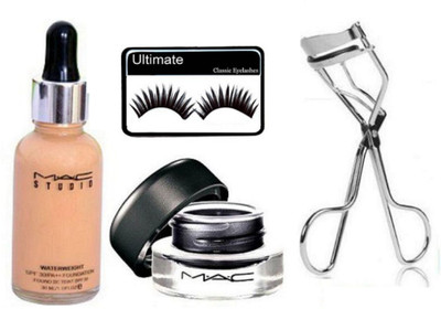 

Ultimate Eyelashes With Mac Studio Waterweight Foundation,Gel Eyeliner And Curler(Set of 4)