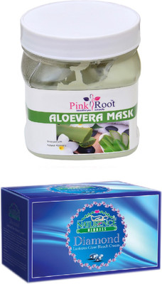

Pink Root ALOEVERA MASK 500ML WITH NATURENCE DIAMOND BLEACH 200G(Set of 2)