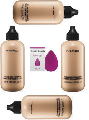 

divas beauty Sponge puff And Face And Body Foundation pack of 4(Set of 5)