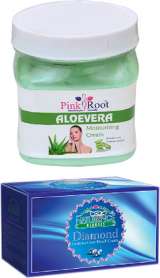

Pink Root ALOEVERA CREAM 500ML WITH NATURENCE DIAMOND BLEACH 200G(Set of 2)