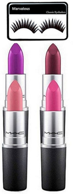

Marvalous Of Eyelashes & Mac Long Lasting Matte Finish Lipstick Set Of 4(Set of 5)