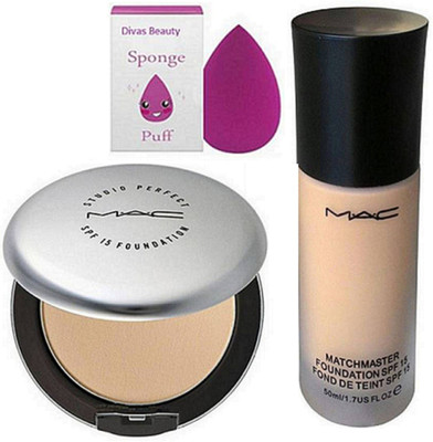 

divas beauty Sponge puff & Matchmaster Foundation & Compact(Set of 3)