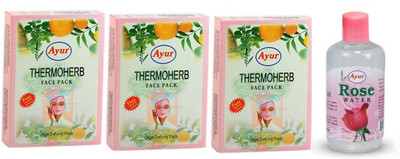 

Ayur Thermoherb Face Pack, 100g each (Pack of 3) + 1 Rose Water(Set of 4)