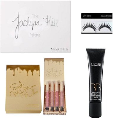 

unbox Combo set of Morphe eyeshadow, Kylie send me more set 4, Mac BB beauty balm cream, Eyelashes(Set of 4)(Set of 4)