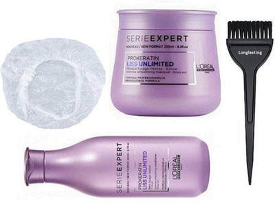 

Longlasting Hair Brush & Shampoo 300 mL + Masque 250 mL,Shower Cap(Set of 4)