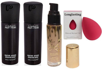 

Longlasting Sponge Puff, Moisture Infusion Face Serum (Set Of 2), Kylie Matte Liquid Foundation(Set of 4)