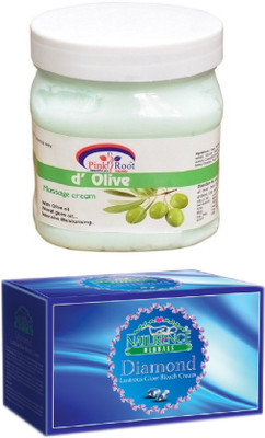 

Pink Root D OLIVE CREAM 500ML WITH NATURENCE DIAMOND BLEACH 200G(Set of 2)