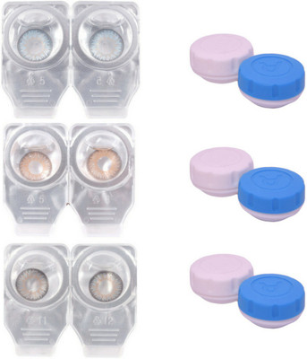

Choice Empire 3 Pair Zero Power Monthly Contact Lens With 3 Cases - Blue - Brown - Grey Color Lens Monthly Contact Lens(0 Power, Blue, Brown, Grey, Pack of 3)