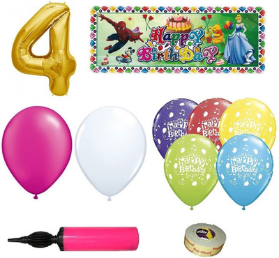 

easypartystore Baby Girls 4th Birthday Barbie Theme Decoration (Fourth Birthday Decoration Combo -49 Items) - 49 g