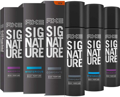 

AXE MYSTERIOUS BODY PERFUME 122 ML + MAVERICK BODY PERFUME 122 ML + CORPORATE BODY PERFUME 122 ML Deodorant Spray - For Men & Women(366 ml, Pack of 3)