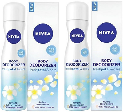 

Nivea FreshPetal & Care Gas Free Body Deodorizer for Women 120ML+120ml (Pack of 2) Deodorant Spray - For Women(240 ml, Pack of 2)