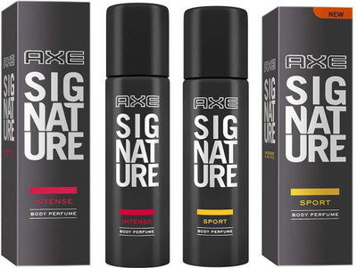 

AXE SIGNATURE INTENSE BODY PERFUME 122 ML + SIGNATURE SPORT BODY PERFUME 122 ML Deodorant Spray - For Men & Women(122 ml, Pack of 2)