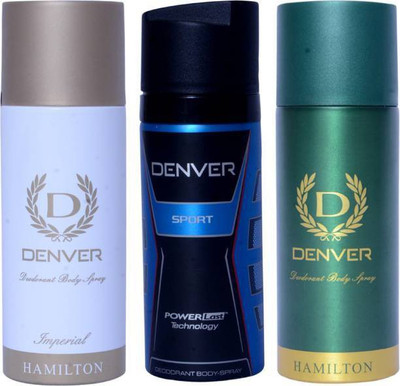 

Denver IMPREAL,SPORT,HAMILTON Body Spray - For Men(495 ml, Pack of 3)