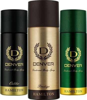 

Denver CALIBER,PRESTAGE,HAMILTON COMBO PACK Body Spray - For Men(495 ml, Pack of 3)