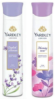 Yardley London English Lavender and Morning Dew Combo Perfume Body Spray - For Women(150 ml, Pack of 2)
