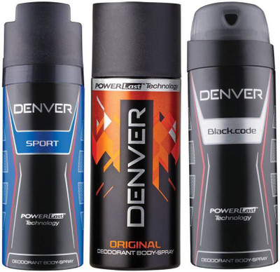

Denver Black Code, Original, Sport x2 (Pack of 6) 150ml/100g Deodorant Spray - For Men(900 ml, Pack of 6)