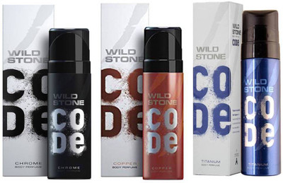 

Wild Stone CODE CHROME DEODORANT 120 ML+ CODE COPPER DEODORANT 120 ML+ CODE TITANIUM DEODORANT 120 ML Deodorant Spray - For Men(120 ml, Pack of 3)