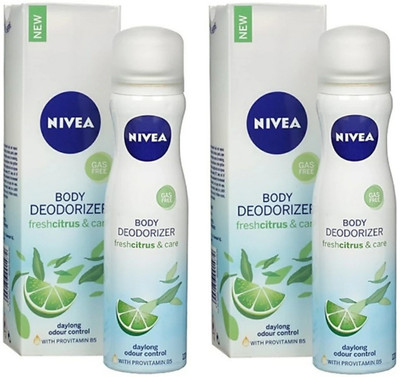 

Nivea Fresh Citrus & Care Gas Free Body Deodorizer Women 120ml Each ( Pack Of 2) Body Spray - For Women(240 ml, Pack of 2)