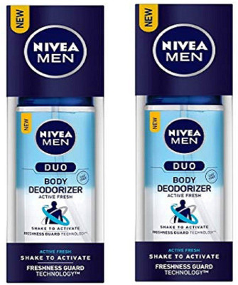 

Nivea Men Duo Active Fresh Body Deodorizer 100ML Deodorant Spray - For Men (100 ml) PACK OF 2 Body Spray - For Men(100 ml, Pack of 2)