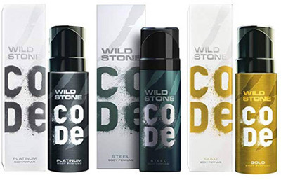 

Wild Stone CODE PLATINUM DEODORANT 120 ML+ CODE STEEL DEODORANT 120 ML+CODE GOLD DEODORANT 120 ML Deodorant Spray - For Men(120 ml, Pack of 3)