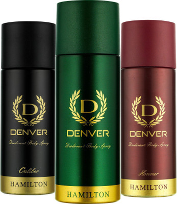 

Denver Hamilton, Caliber and Honour Combo (Pack of 3) Deodorant Spray - For Men(495 ml, Pack of 3)