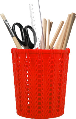 

Majik 1 Compartments Plastic Pen Stand(Red)