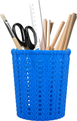 

Majik 1 Compartments Plastic Pen Stand(Blue)