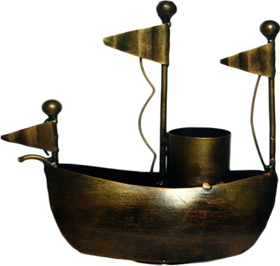 

villagemart 2 Compartments Iron Pen Stand(Gold)