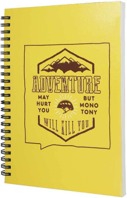 

Flipkart SmartBuy A5 Notebook(Adventure May Hurt You Motivational Quote Softbound Diary, Yellow,Brown,White)
