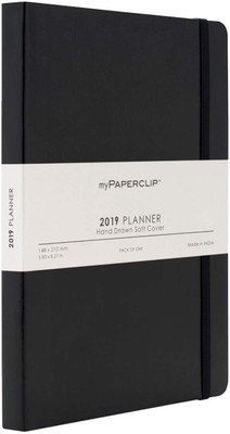 

mypaperclip A5 Planner/Organizer(R2 - 2019 Hand Drawn - PU Back - Planner 192 Pages A5 148 x 210 mm - Black, Black)