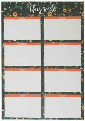 

Flipkart SmartBuy A5 Notebook(Dark Floral A5 Weekly Planner Pad, Dark Green,Yellow,Pink-Green Leaves)