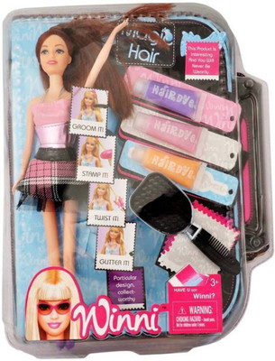 

Bonkerz Fashionable Beautiful Winni Magic Hair Doll set with 3 colors(Multicolor)