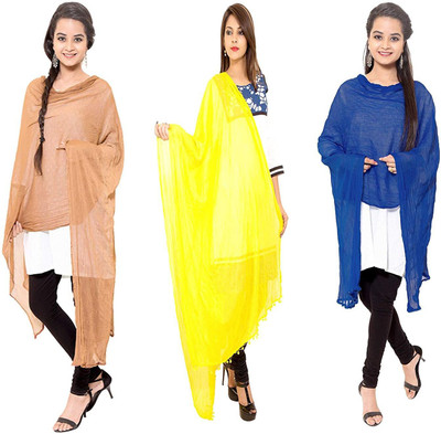 Nakoda Creation Cotton Blend Solid Women Dupatta