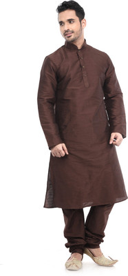 DEYANN Men Solid A-line Kurta(Brown)