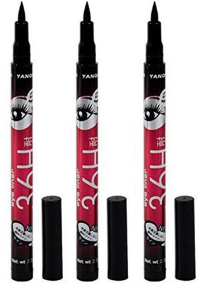 

YANQINA waterproof liquid eye liner 36 hours stay pack of 3 9 g(Deep black)