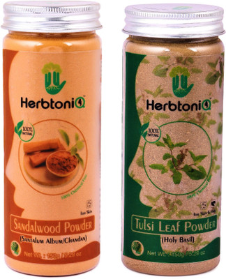 

HerbtoniQ 100% Natural Tulsi Leaf Powder (Holy Basil) And Sandalwood Powder (Santalum Album/chandan) For Face Pack(300 g)