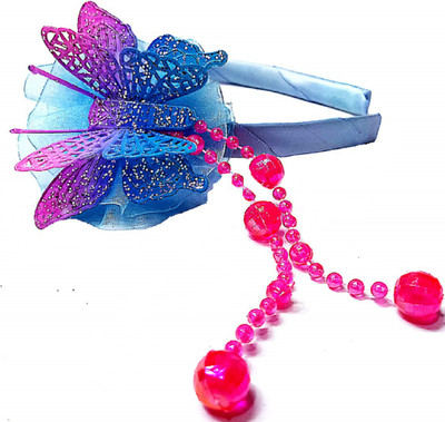 

Proplady Fluorescent Partywear Butterfly Hairband with Shimmery finish & Crystal danglers Hair Band(Blue, Pink)