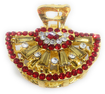 

Khubsurat Metal Hair Clutcher / Hair Claw Clip for Girls & Women, Red Color Stone Stud, Medium Size, Gold Tone Hair Claw, Hair Clip(Gold)