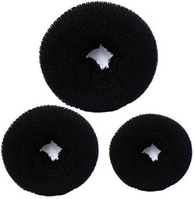 

INAAYA 3 Different Size Hair Donut Bun Maker, Black Bun(Black)