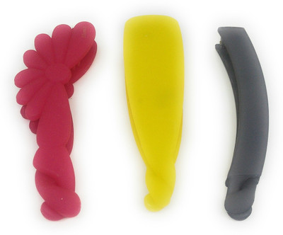

Khubsurat Premium Banana Clip / Banana Claw Clip, Set of 3 Pieces of 3 Color 3 Designs, Smooth Silicon Feel, Length 11 Centimeters Banana Clip, Hair Clip(Multicolor)
