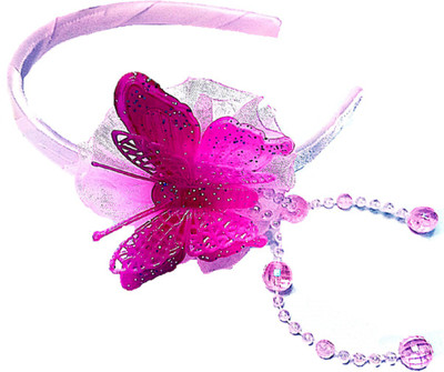 

Proplady Fluorescent Partywear Butterfly Hairband with Shimmery finish & Crystal danglers Hair Band(Pink, Silver)