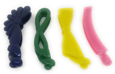 

Khubsurat Premium Banana Clip / Banana Claw Clip, Set of 4 Pieces of 4 Color 4 Designs, Smooth Touch Feel, Length 11 Centimeters Banana Clip, Hair Clip(Multicolor)