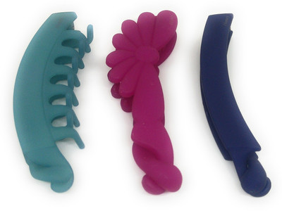 

Khubsurat Premium Banana Clip / Banana Claw Clip, Set of 3 Pieces of 3 Color 3 Designs, Smooth Silicon Feel, Length 11 Centimeters Banana Clip, Hair Clip(Multicolor)