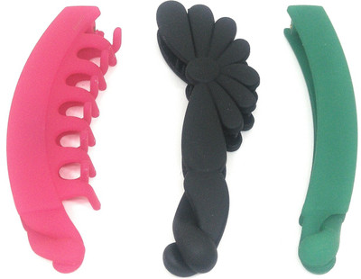 

Khubsurat Premium Banana Clip / Banana Claw Clip, Set of 3 Pieces of 3 Color 3 Designs, Smooth Silicon Feel, Length 11 Centimeters Banana Clip, Hair Clip(Multicolor)