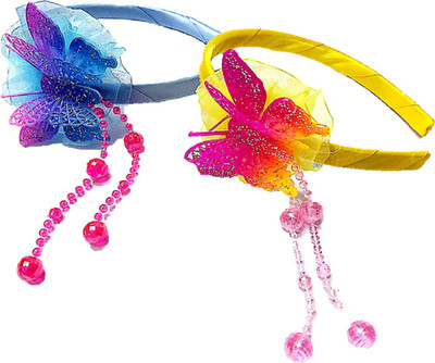 

Proplady Fluorescent Partywear Butterfly Hairband Combo ( 2piece set) Shimmery finish & Crystal danglers Hair Band(Blue, Yellow)