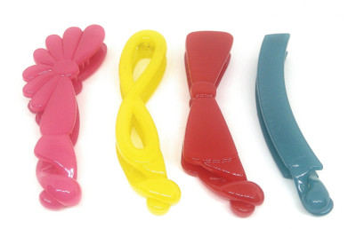 

Khubsurat Premium Banana Clip / Banana Claw Clip, Set of 4 Pieces of 4 Color 4 Designs, Smooth Touch Feel, Length 11 Centimeters Banana Clip, Hair Clip(Multicolor)