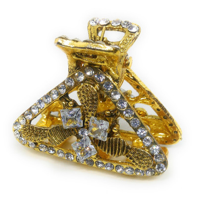 

Khubsurat Metal Hair Clutcher / Hair Claw Clip for Girls & Women, Stone Stud, Medium Size, Gold Tone Hair Claw, Hair Clip(Gold)